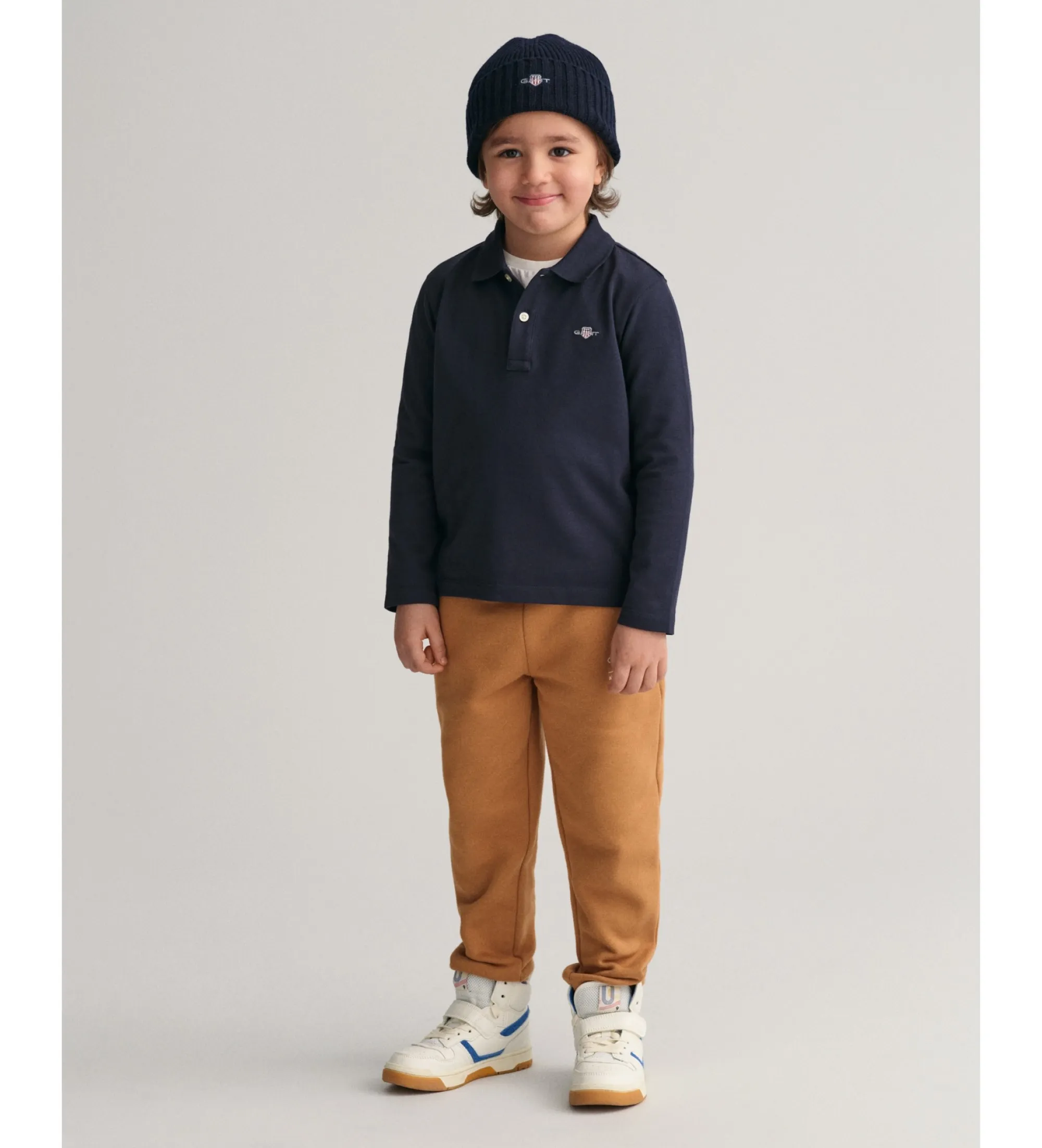 Polo de piqué de manga larga Shield Kids marino