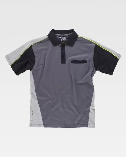 Polo linea 5 combinado en 3 colores Gris Oscuro / Gris Claro / Negro