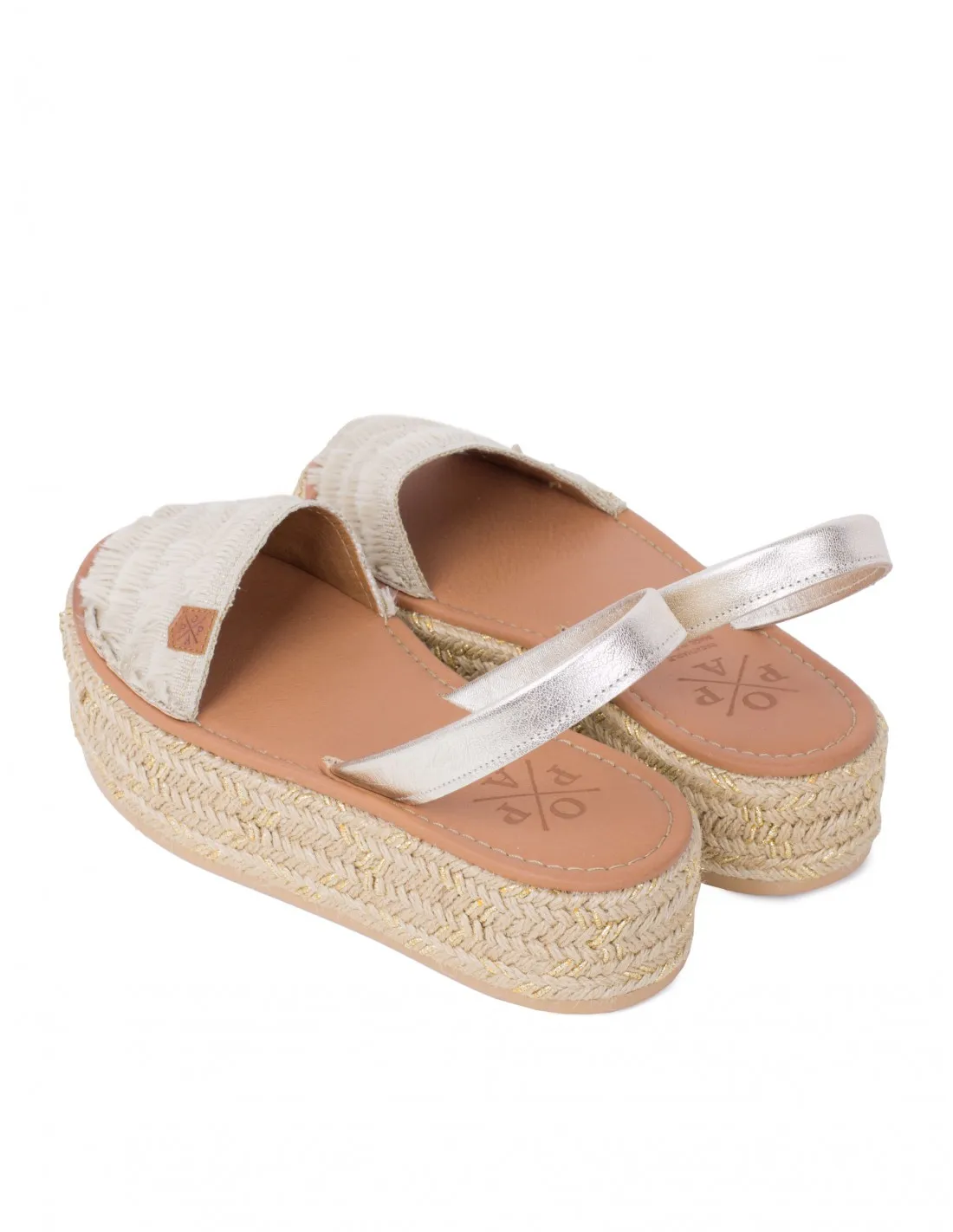 POPA Menorquinas Plataforma Esparto Flecos Beige