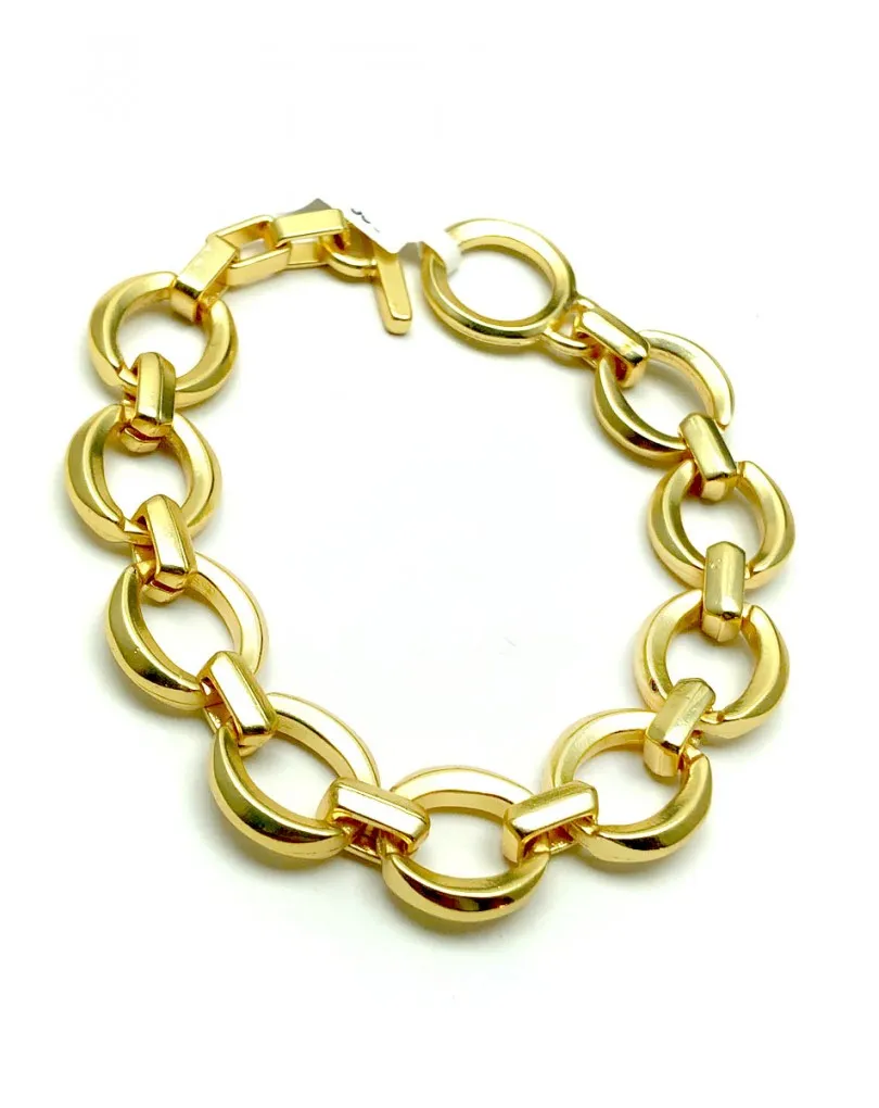 PULSERAS DE MUJER DORADAS CADENAS DE ESLABON CON BAÑO DE ORO 