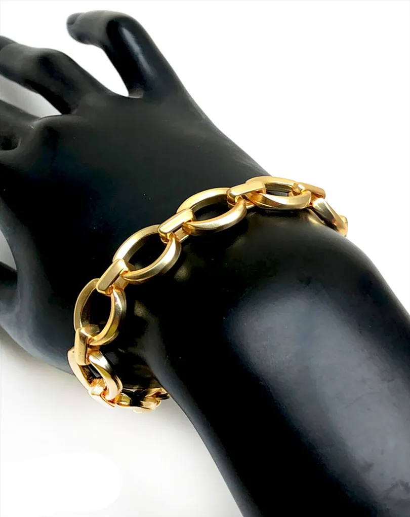 PULSERAS DE MUJER DORADAS CADENAS DE ESLABON CON BAÑO DE ORO 
