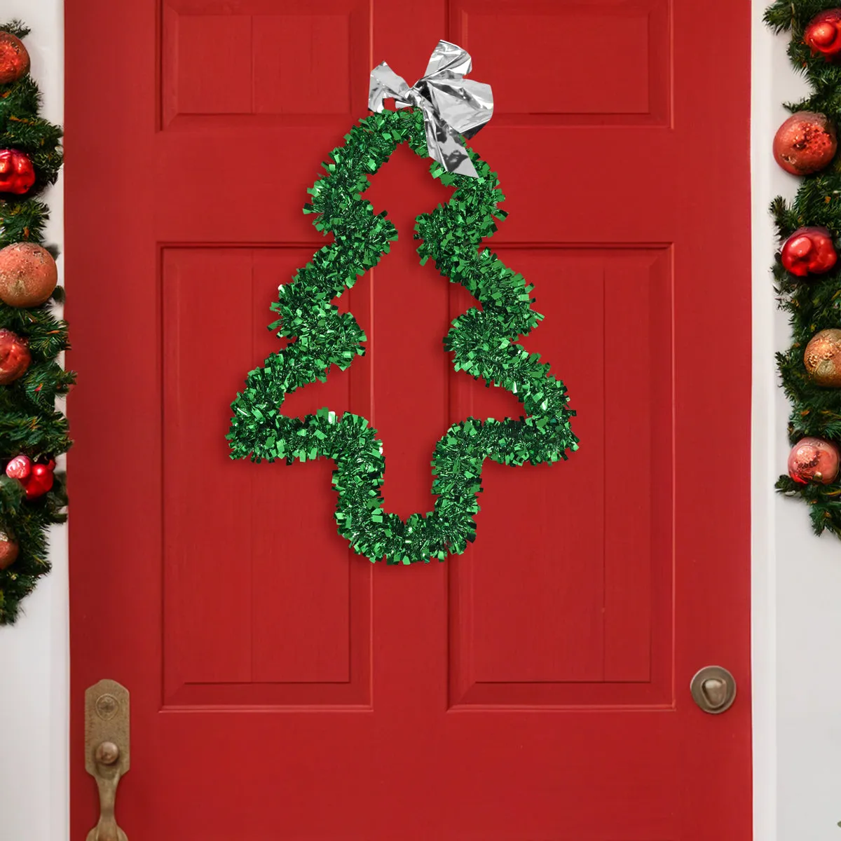 rbol Navideo de Tinsel con Moo color Plata
