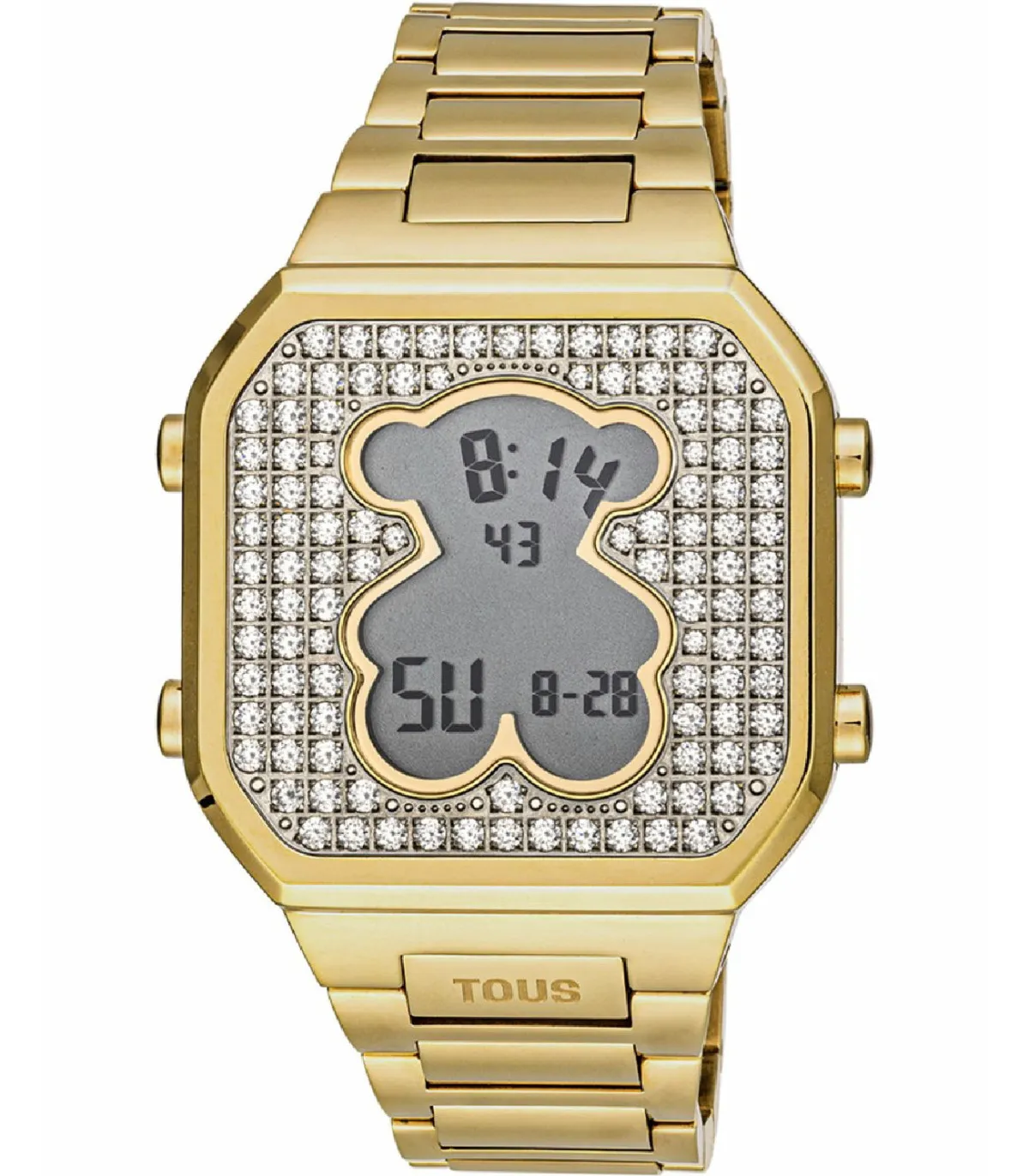 RELOJ TOUS DIGITAL CON BRAZALETE DE ACERO IP DORADO Y CIRCONITAS DBEAR  3000130800