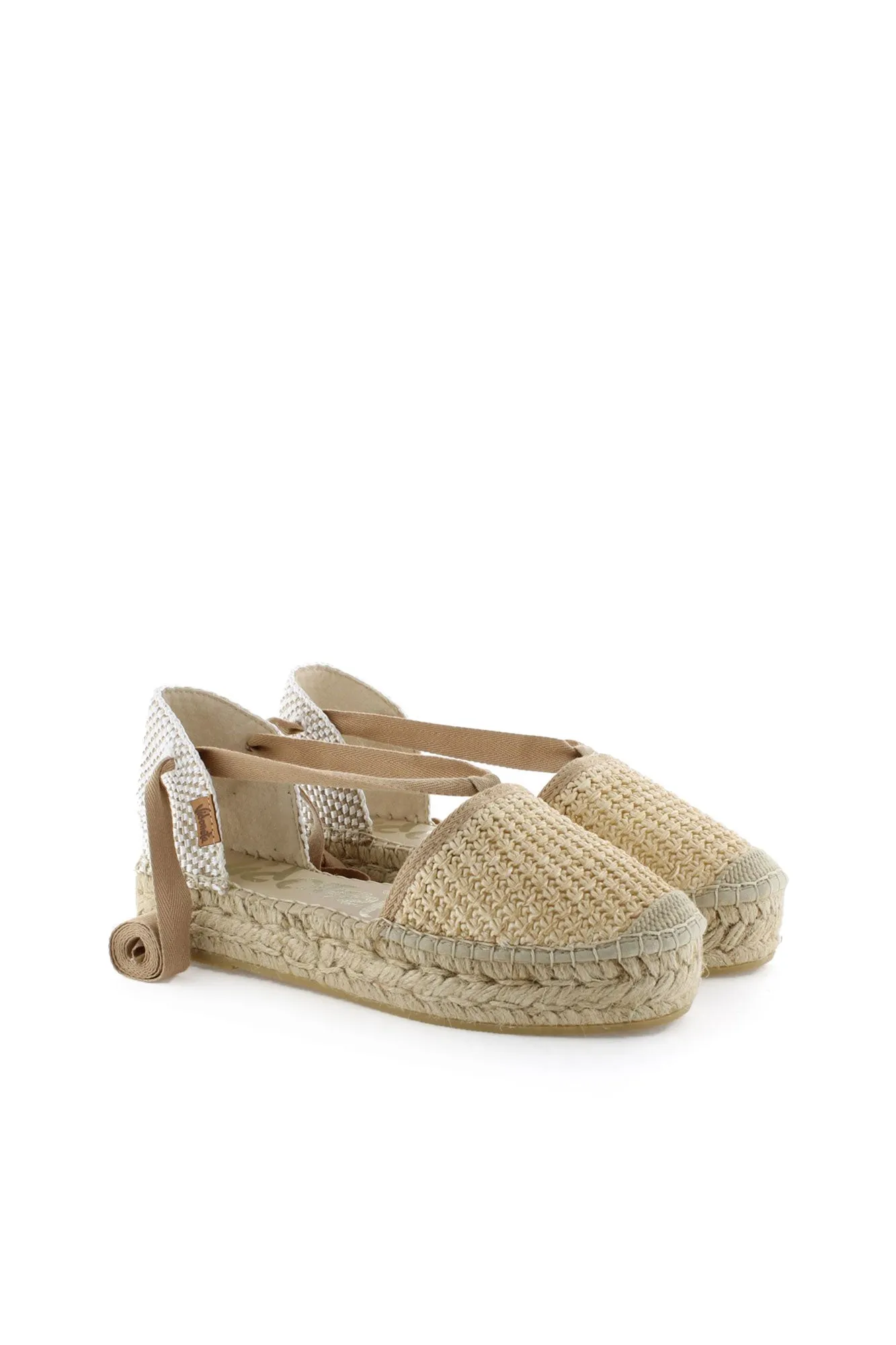 Sandalia cintas rafia nudos natural Merce Doble