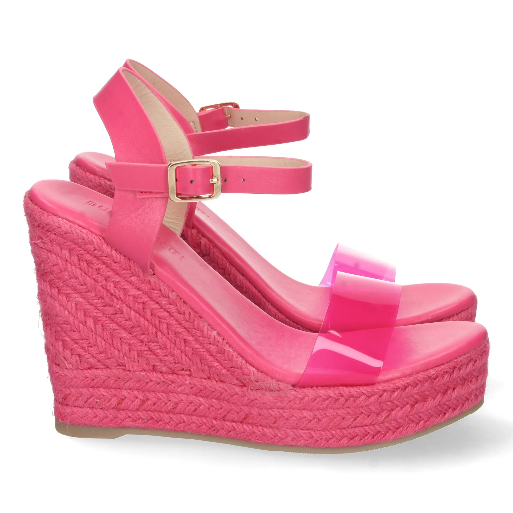 SANDALIA CUñA POREL  FUCSIA