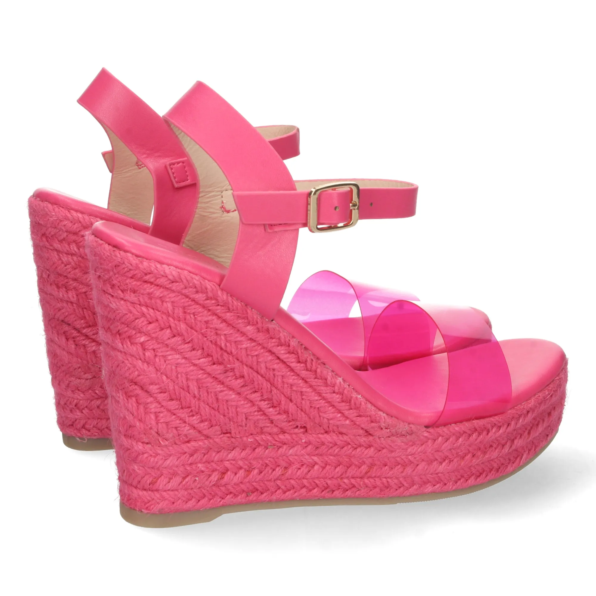 SANDALIA CUñA POREL  FUCSIA