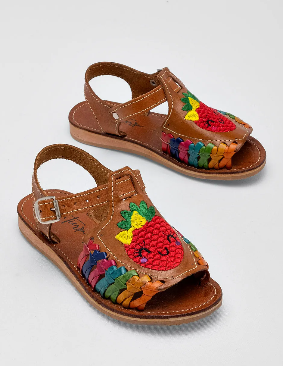 Sandalia de piel Vielka color camel para niña cod. 120781