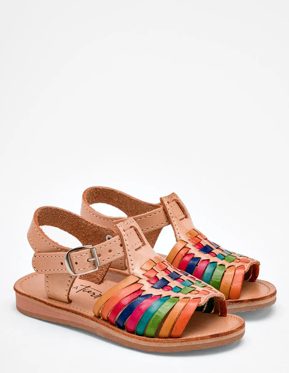 Sandalia de piel Xela color camel para niña cod. 120782