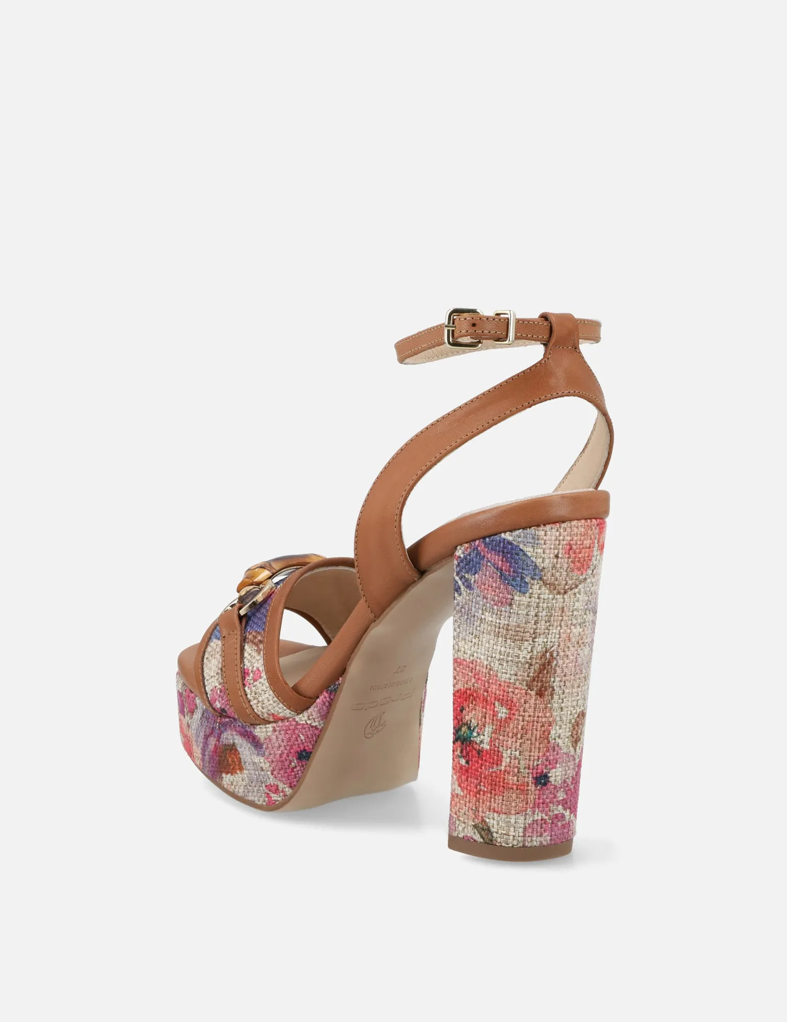 Sandalia de plataforma en yute estampado floral multicolor