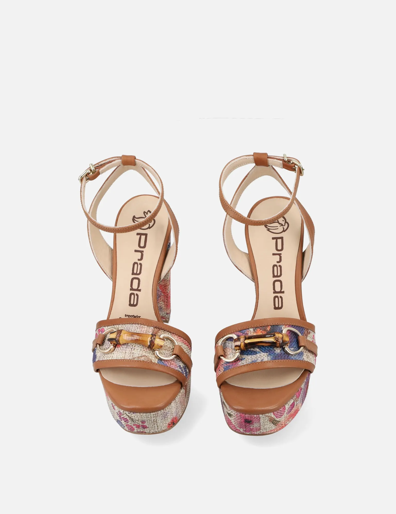 Sandalia de plataforma en yute estampado floral multicolor