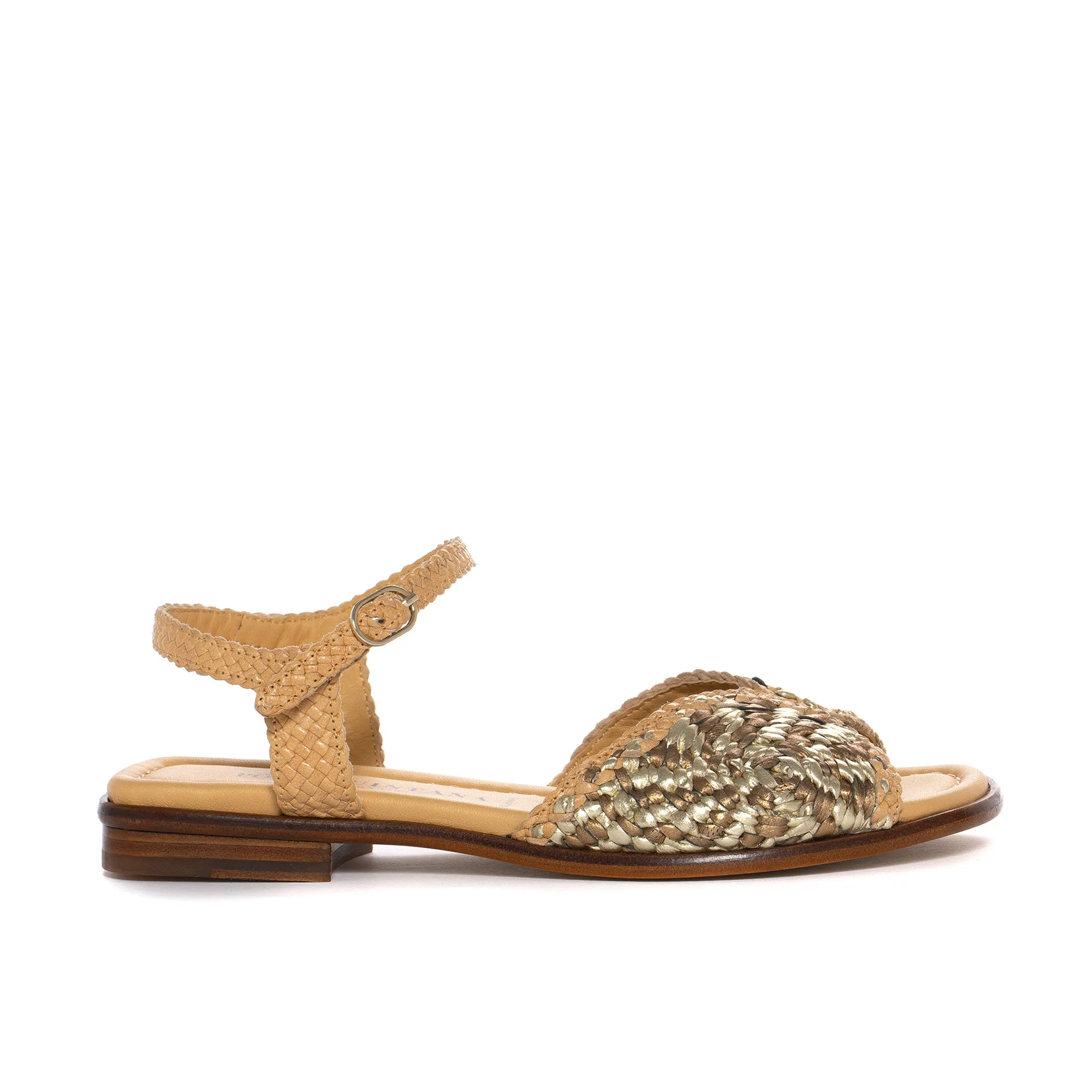 SANDALIA PLANA TINA METAL PLATINO Y OASSI