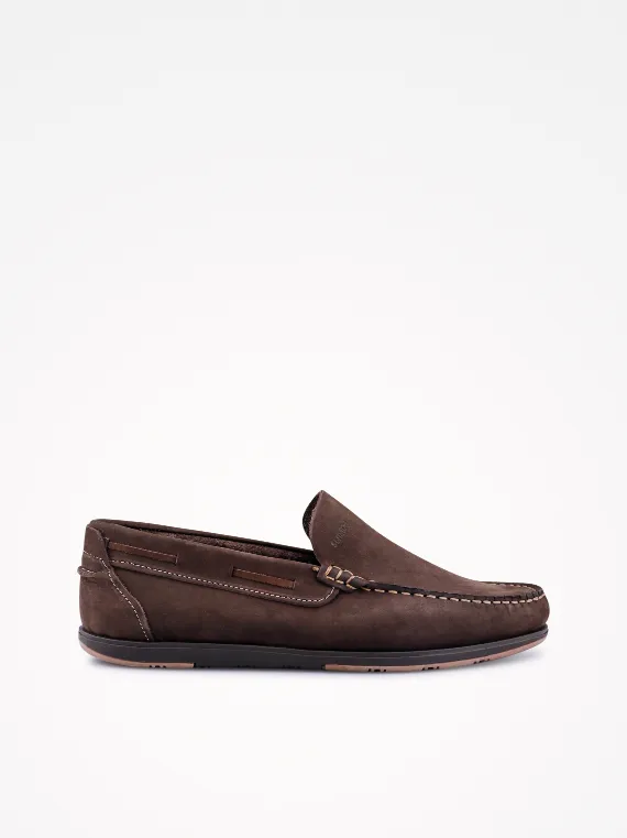 SAPATO MOCASSIM SLIP ON EM PELE NOBUCK COMBINADA