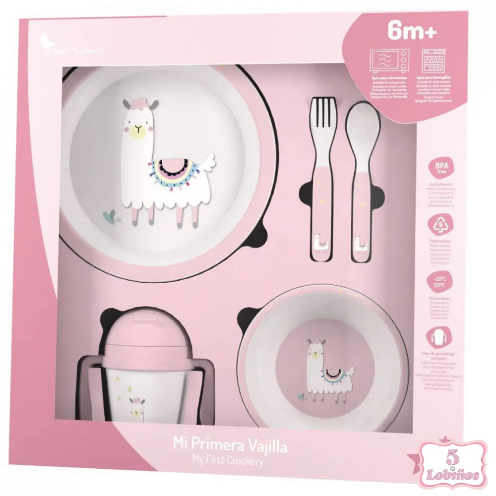 SET VAJILLA 5 PIEZAS LLAMA Interbaby