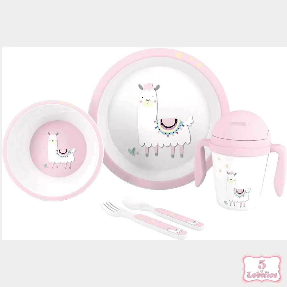 SET VAJILLA 5 PIEZAS LLAMA Interbaby