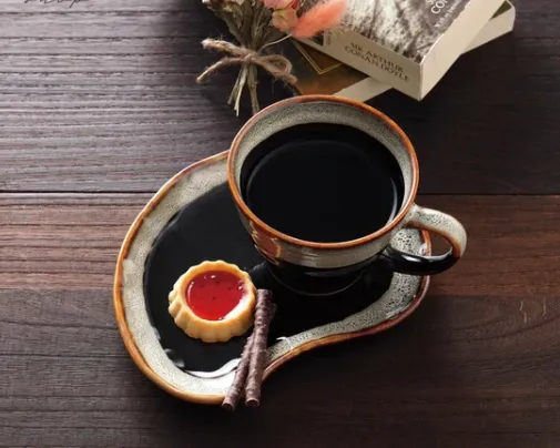 Seto Ware Taza con plato Tenmoku. Seto ware