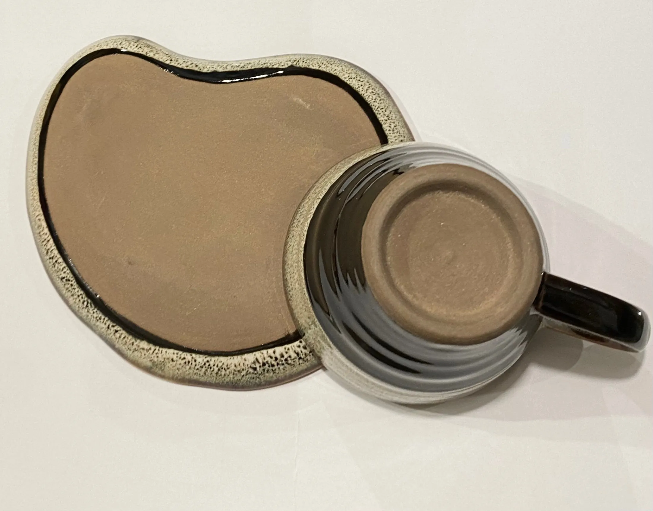 Seto Ware Taza con plato Tenmoku. Seto ware