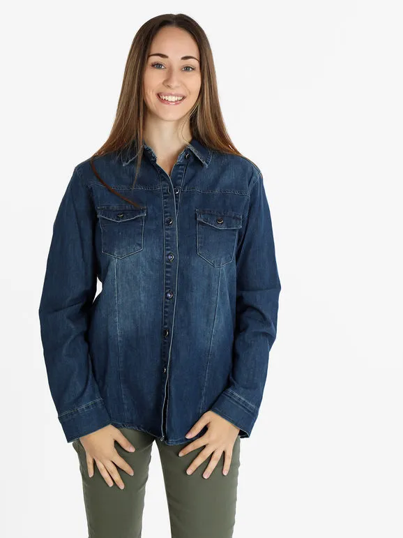 Shiny Design Camisa vaquera con botones para mujer.