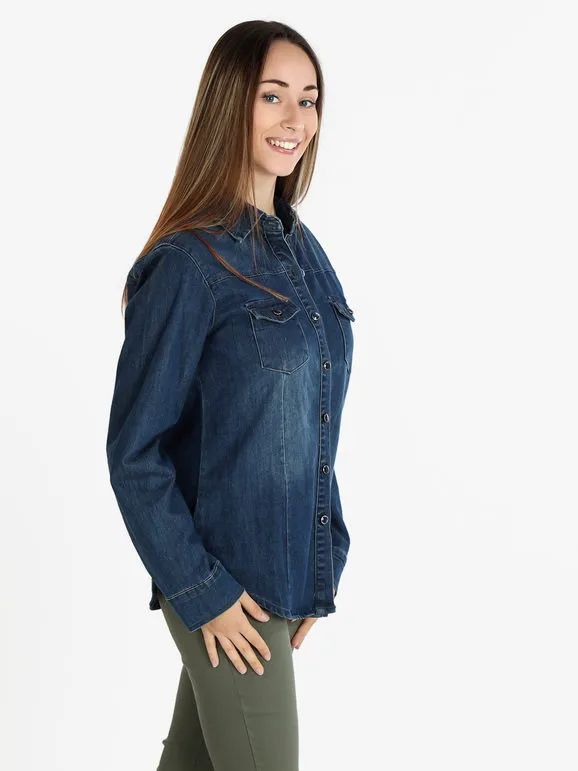 Shiny Design Camisa vaquera con botones para mujer.