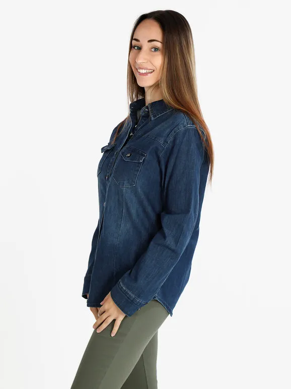 Shiny Design Camisa vaquera con botones para mujer.