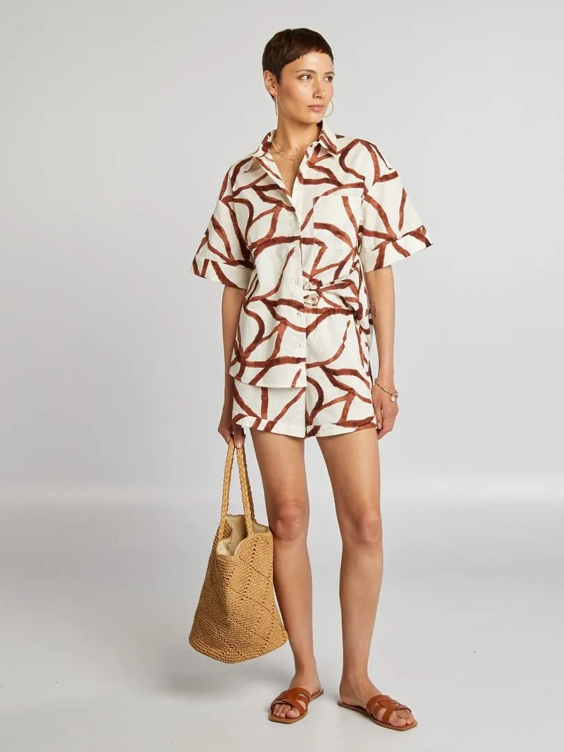 SHORT ANCHO ESTAMPADO DE ALGODóN  MARRON