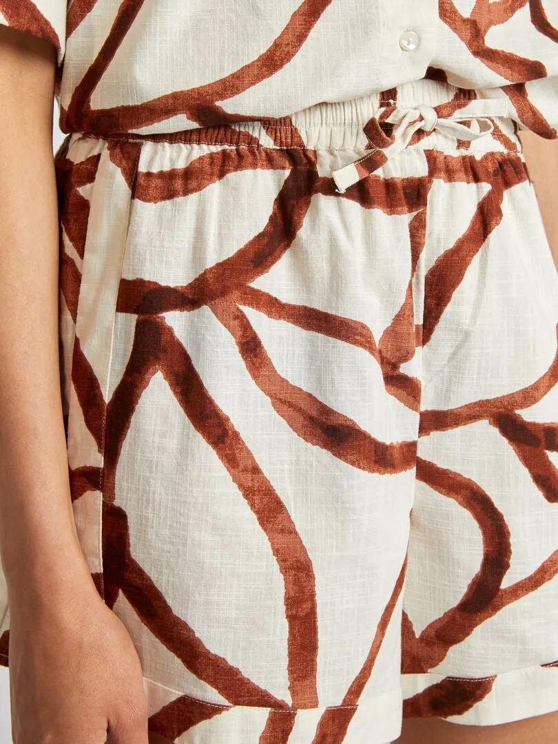 SHORT ANCHO ESTAMPADO DE ALGODóN  MARRON