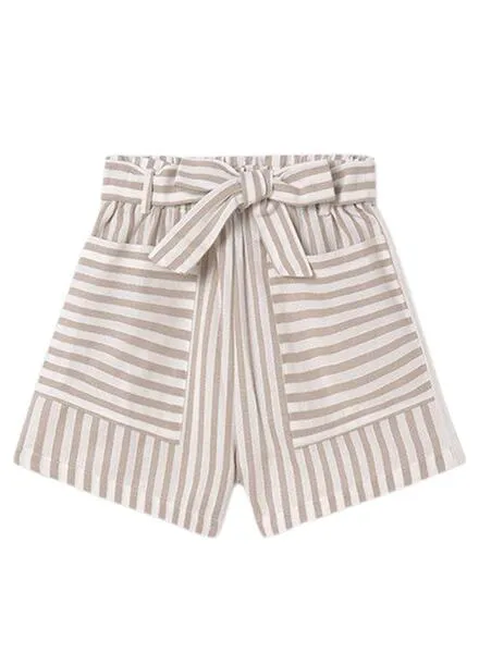Short Mayoral Rayas Beige Para Niña