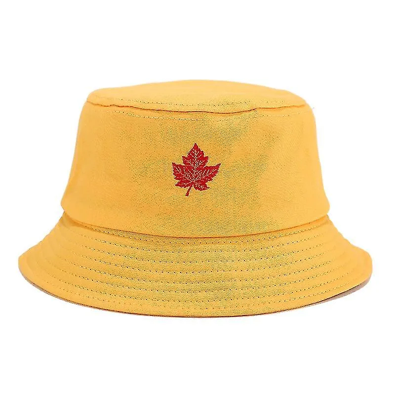 Sombrero de cubo de doble cara bordado de hoja Sombrero de sol al aire libre de verano para hombres y mujeres