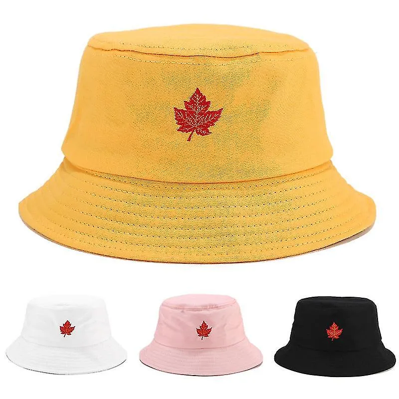 Sombrero de cubo de doble cara bordado de hoja Sombrero de sol al aire libre de verano para hombres y mujeres