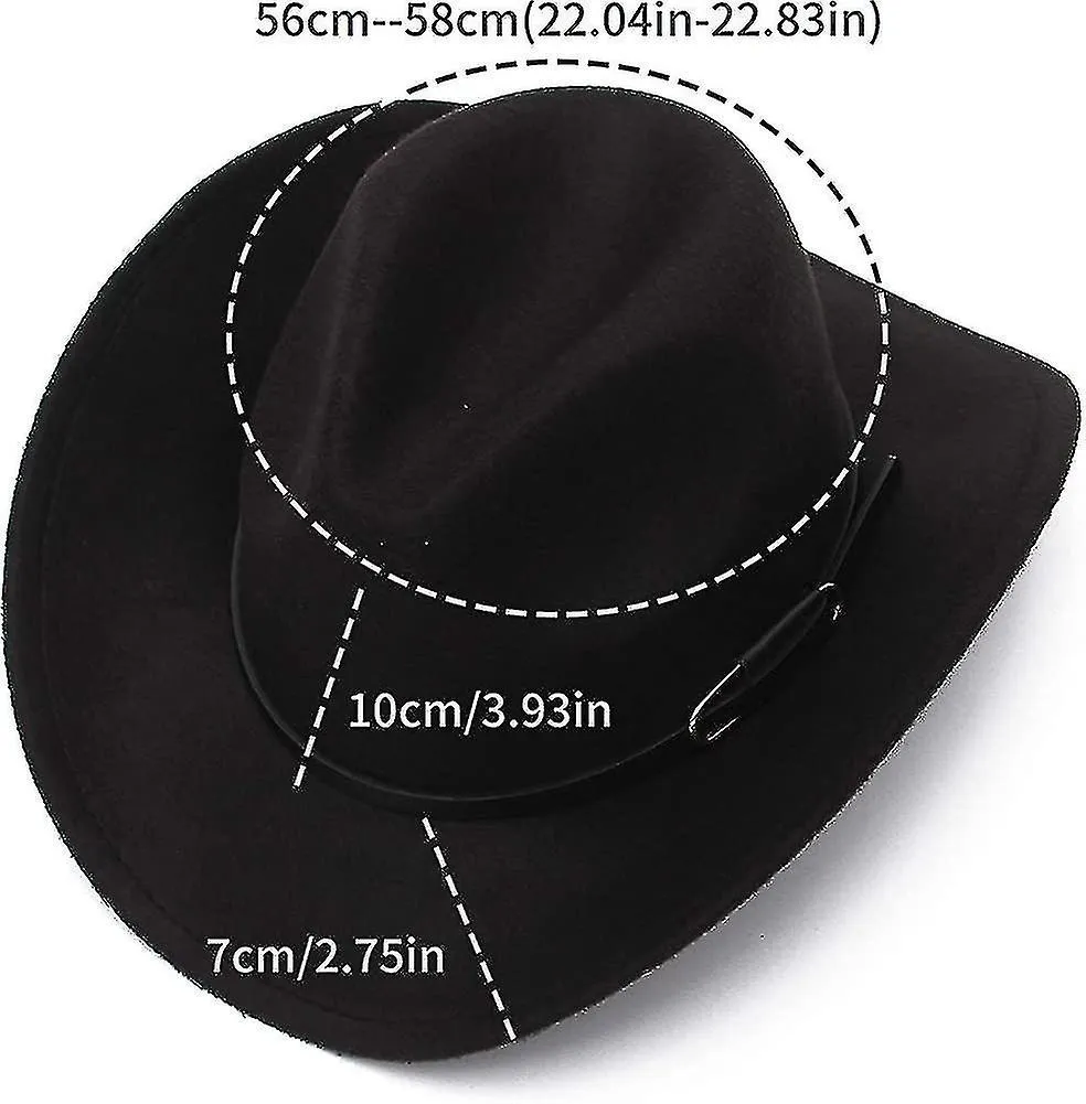 Sombrero de vaquero unisex, sombrero occidental para hombres sombrero de fieltro de vaquero sombrero ajustable al aire libre