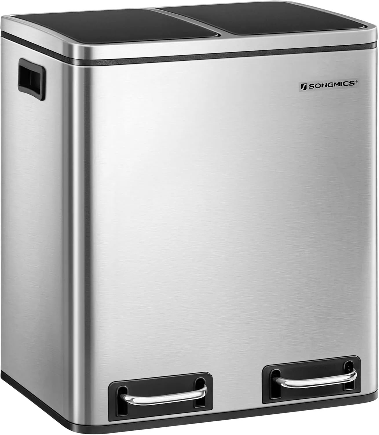 SONGMICS Cubo de Basura de Cocina  2 x 15 L  Cubo con Cubeta Doble para Reciclaje y Residuos  con Pedal  Tapas de Cierre Suave  