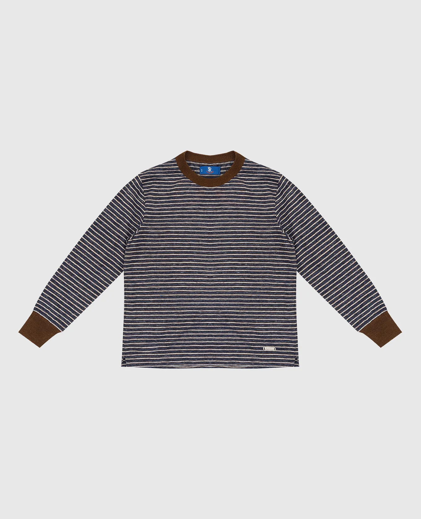 Stefano Ricci Children's dark blue linen and silk striped jumper