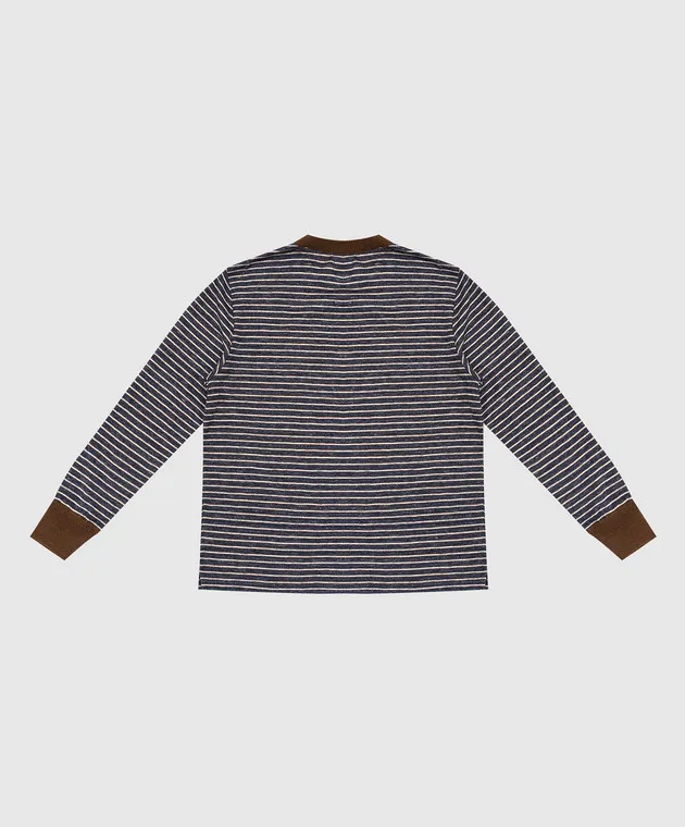 Stefano Ricci Children's dark blue linen and silk striped jumper