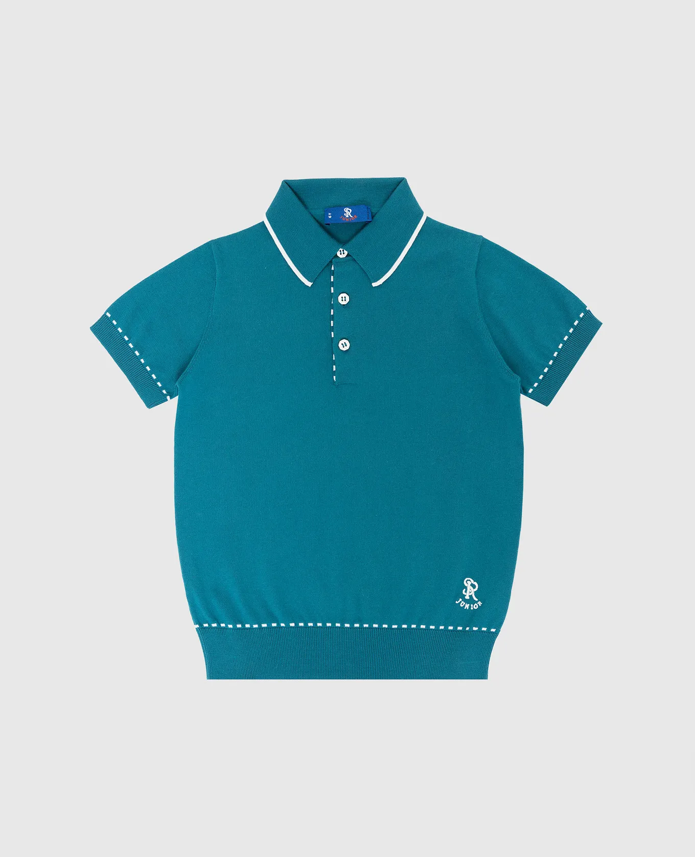 Stefano Ricci Children's dark turquoise polo with embroidery