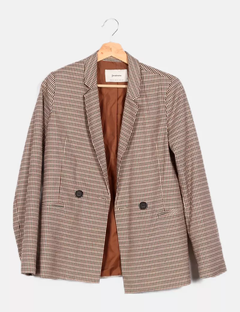 Stradivarius Blazer de vestir estampado cuadros