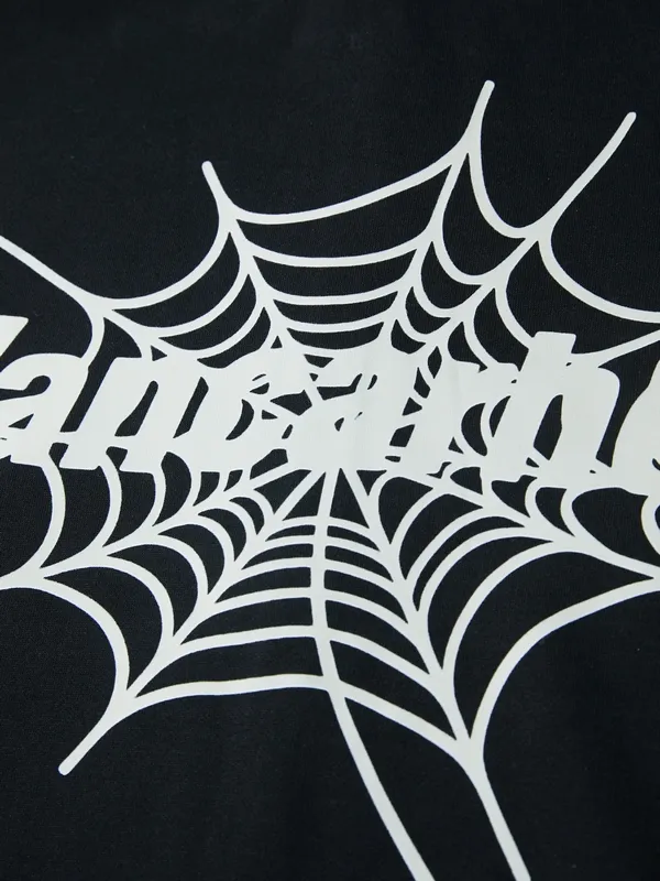 Sudadera con capucha extragrande y cremallera completa con estampado de arañas para hombre