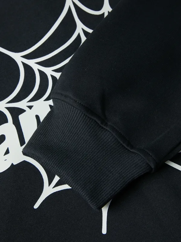 Sudadera con capucha extragrande y cremallera completa con estampado de arañas para hombre
