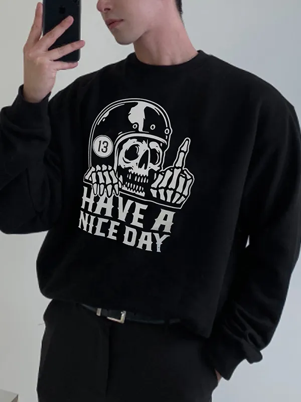 Sudadera con estampado de letras y calavera divertida para hombre
