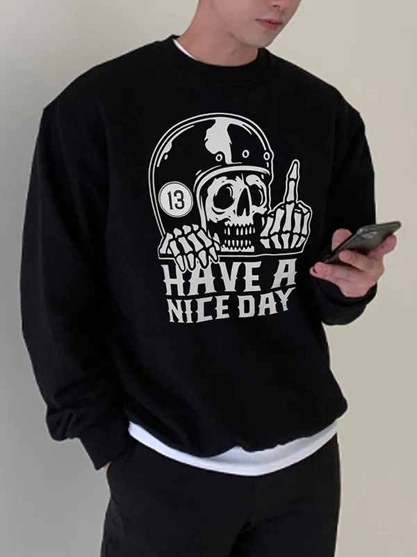 Sudadera con estampado de letras y calavera divertida para hombre