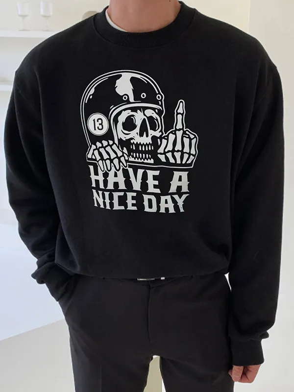 Sudadera con estampado de letras y calavera divertida para hombre