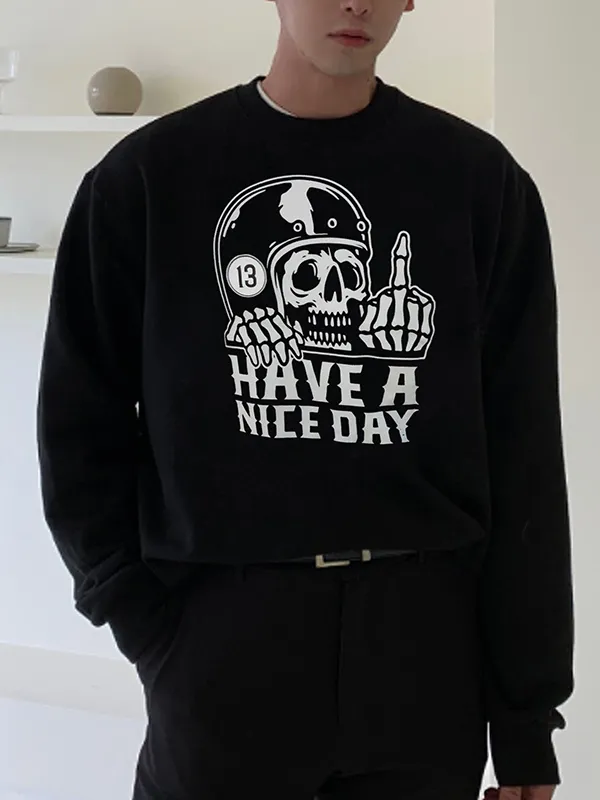 Sudadera con estampado de letras y calavera divertida para hombre