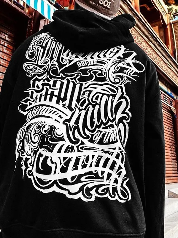 Sudadera extragrande con capucha y estampado desorganizado para hombre
