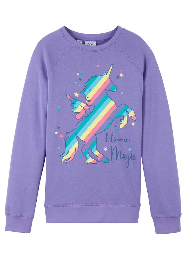 Sudadera para niñas de algodón orgánico Lila claro estampado