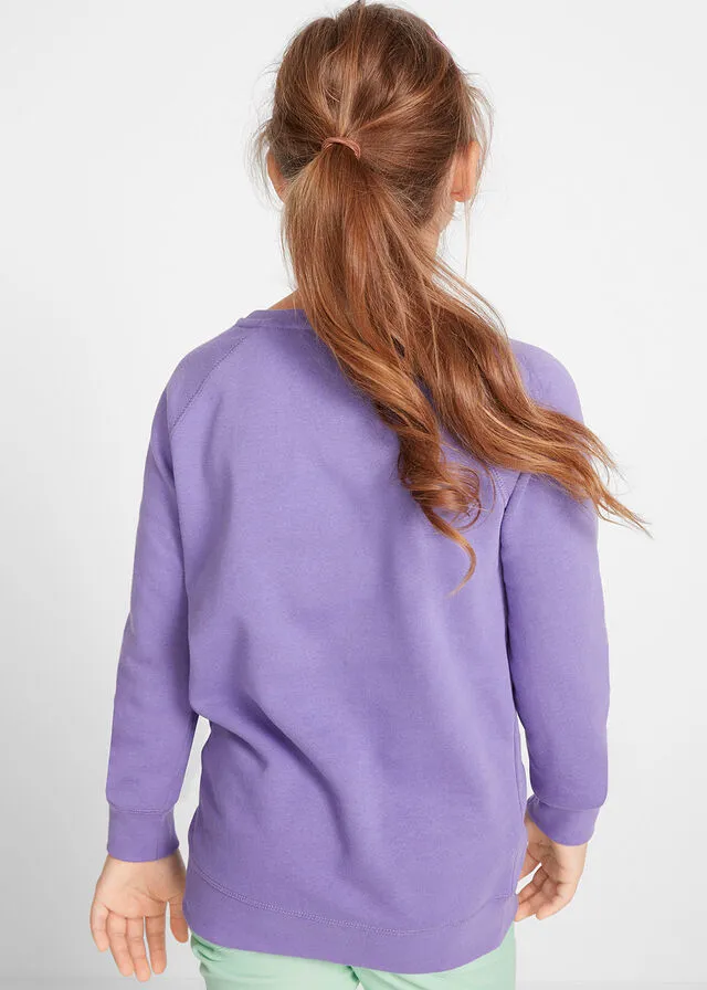 Sudadera para niñas de algodón orgánico Lila claro estampado