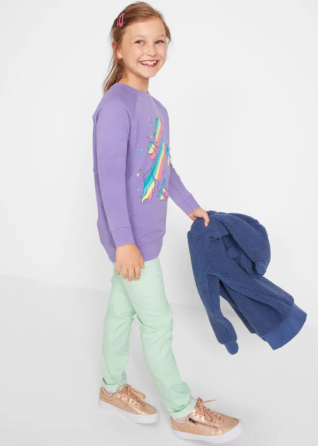 Sudadera para niñas de algodón orgánico Lila claro estampado