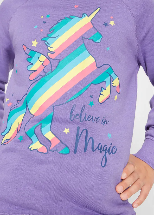 Sudadera para niñas de algodón orgánico Lila claro estampado