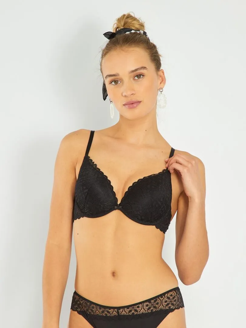 SUJETADOR PUSH UP DE ENCAJE  NEGRO