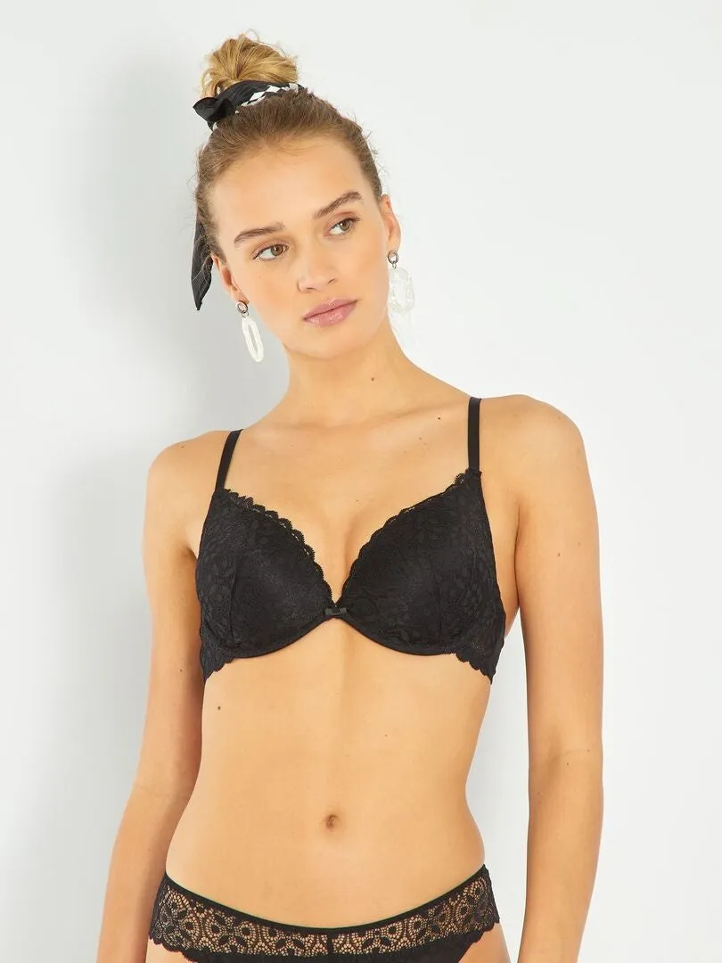 SUJETADOR PUSH UP DE ENCAJE  NEGRO