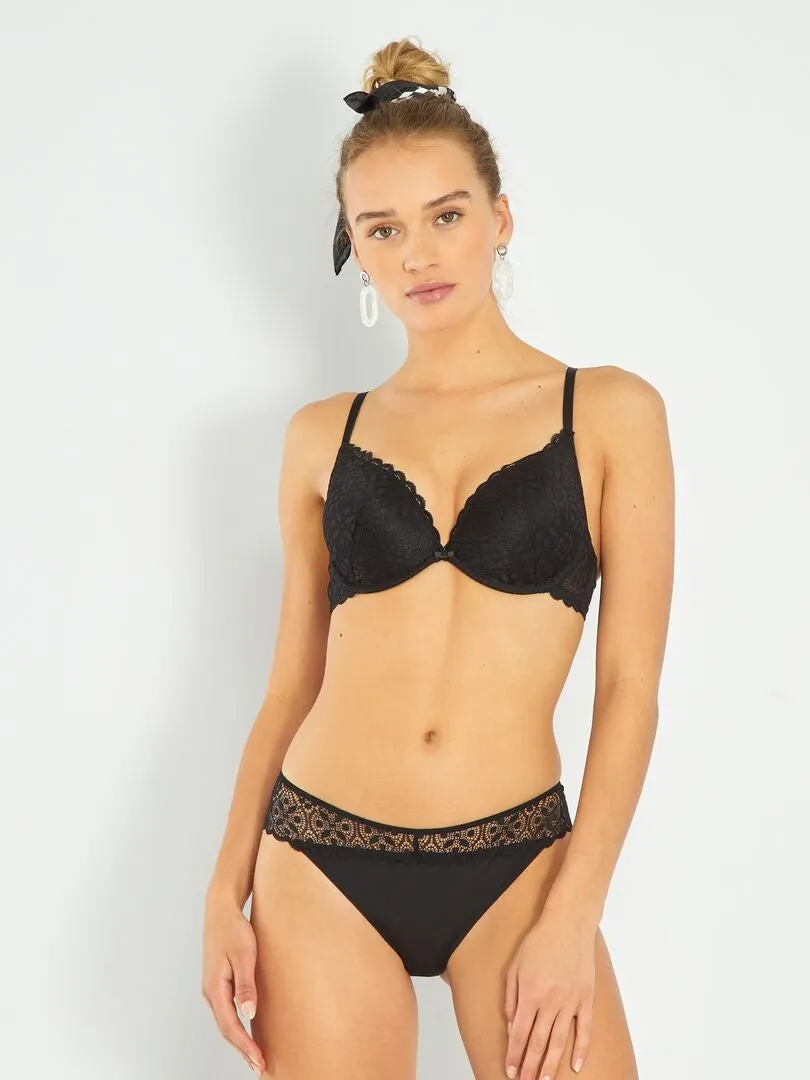SUJETADOR PUSH UP DE ENCAJE  NEGRO