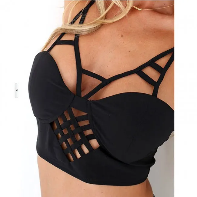 Summer Hollow Out Blackless Halter Butterfly Vest