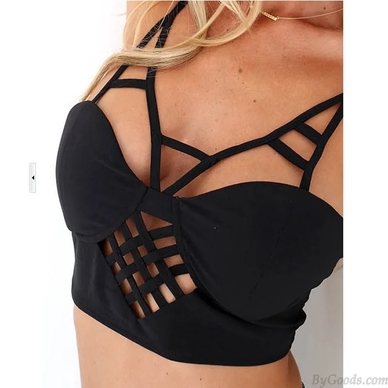 Summer Hollow Out Blackless Halter Butterfly Vest
